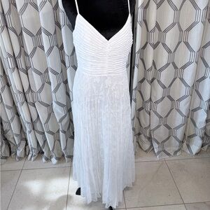 Club Monaco White Pleated Maxi Dress